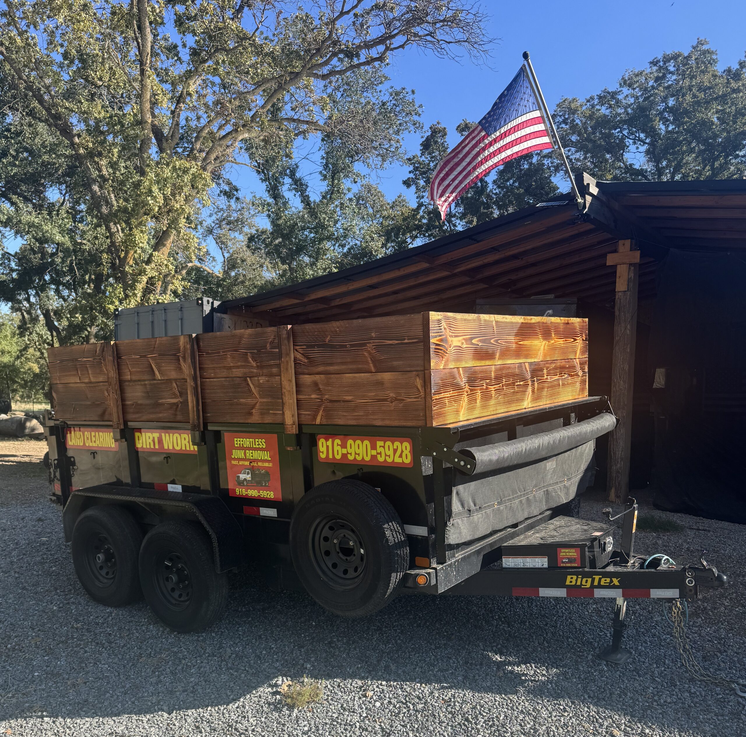 Effortless Junk Removal trailer on a real local job